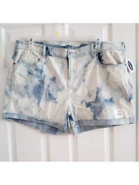 Old Navy Tye Died Denim Jean Shorts Boyfriend Style Mid Rise Size 18